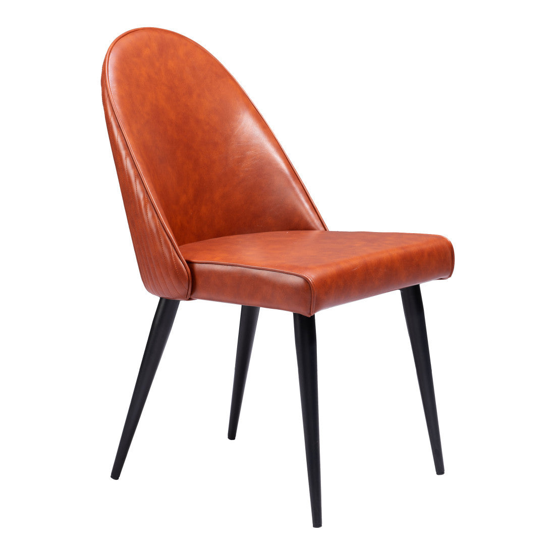 Set of Two Brown And Black Faux Leather And Steel Dining Side Chairs
