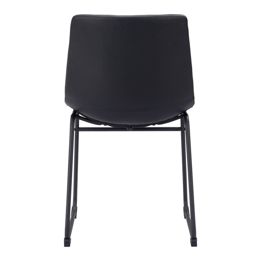 Set of Two Black Faux Leather And Steel Dining Side Chairs