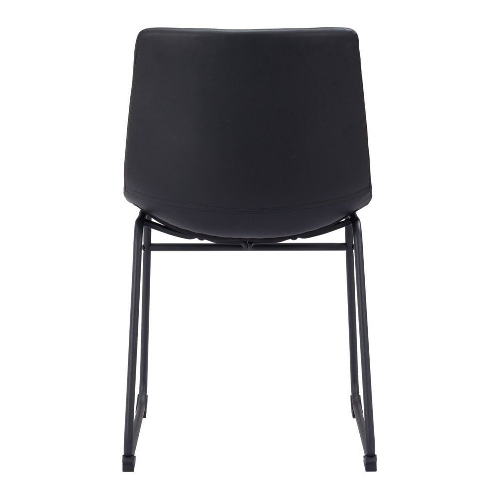 Set of Two Black Faux Leather Dining Side Chairs