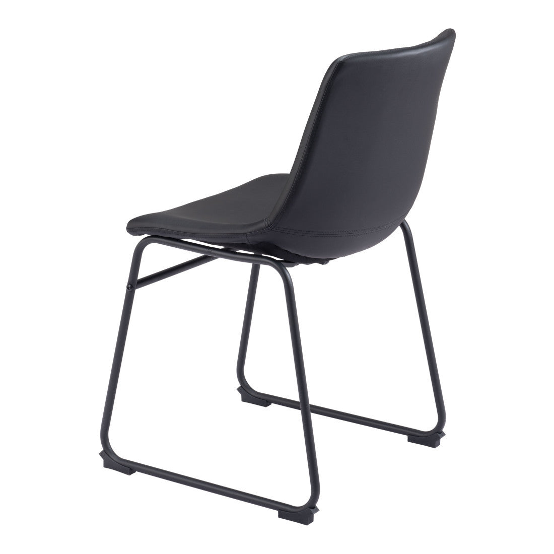 Set of Two Black Faux Leather And Steel Dining Side Chairs