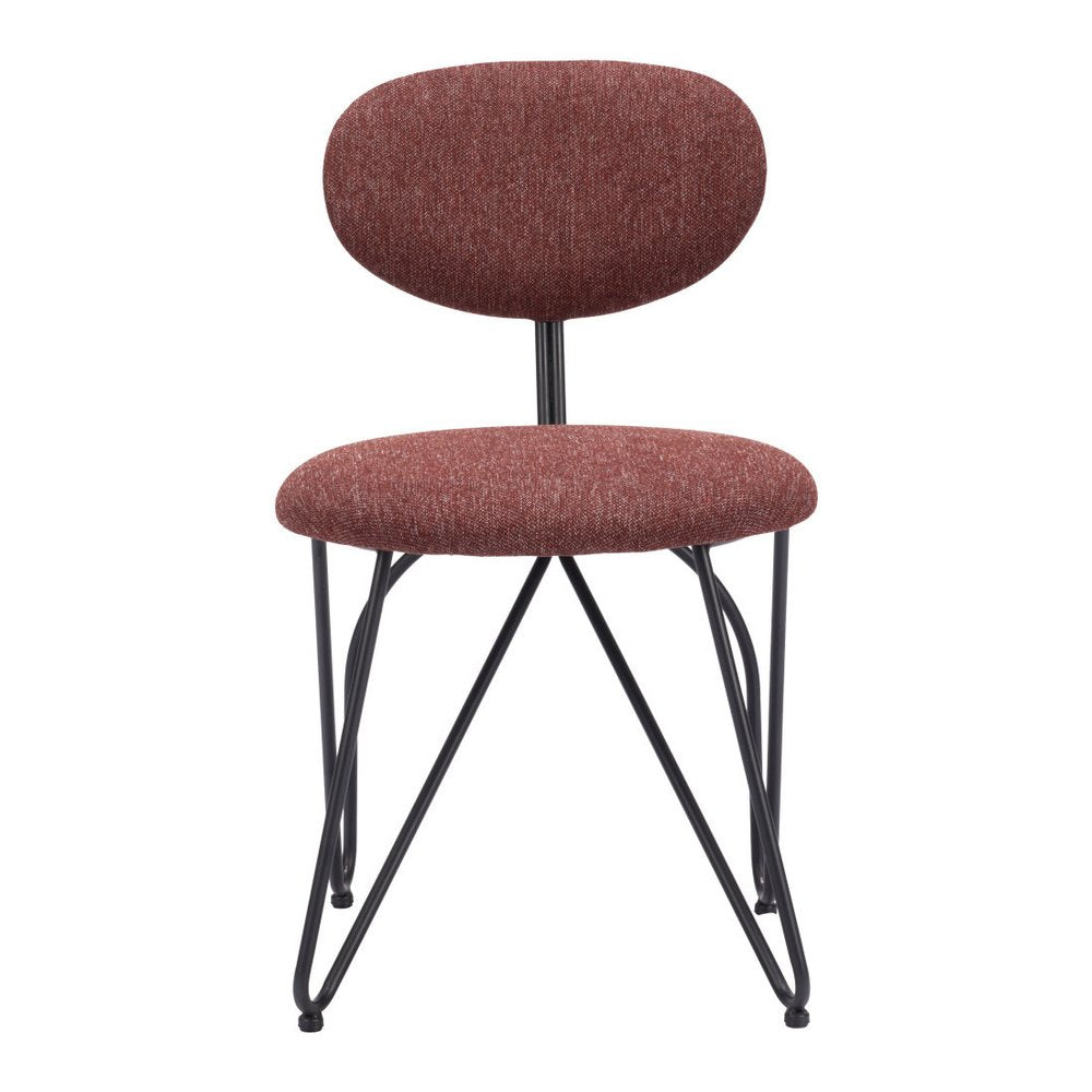 Set of Two Brown and Black Upholstery Open Back Dining Side Chairs