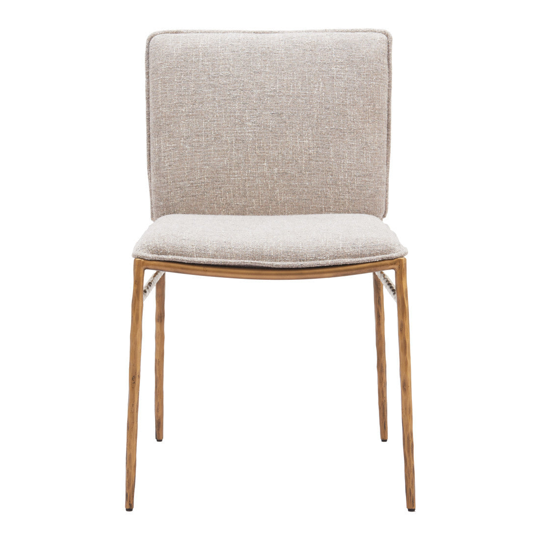 Beige And Gold Upholstery And Steel Dining Side Chair