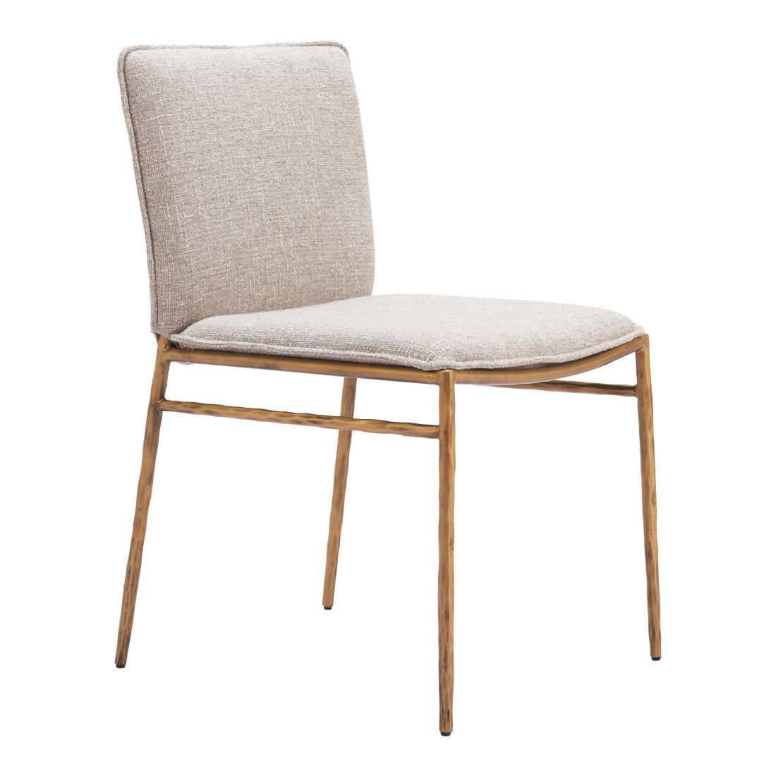 Beige And Gold Upholstery And Steel Dining Side Chair