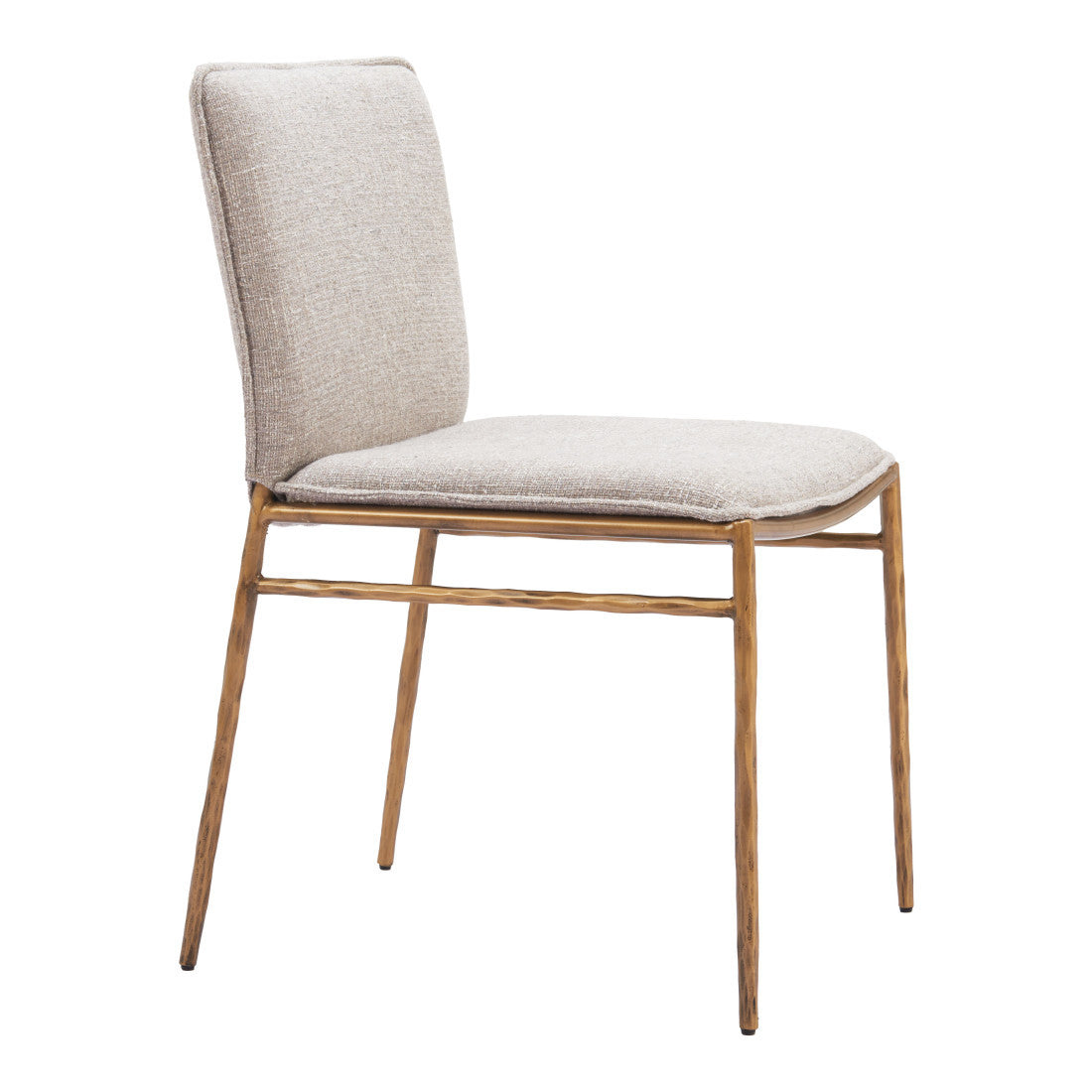Beige And Gold Upholstery And Steel Dining Side Chair