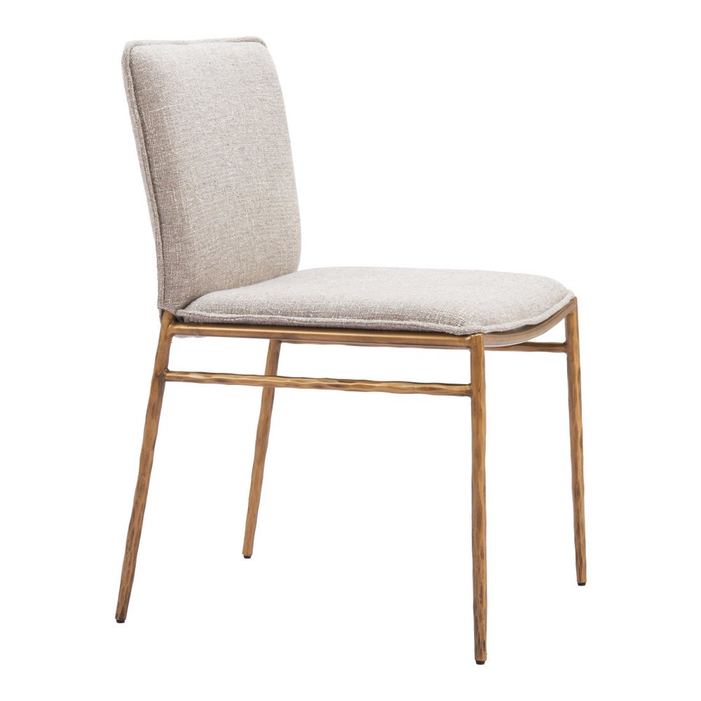 Beige and Gold Upholstery Dining Side Chair