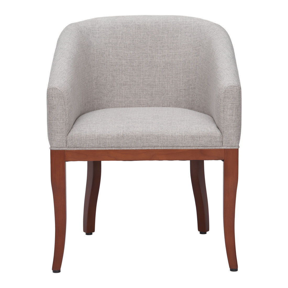 Gray And Brown Upholstery And Wood Dining Arm Chair