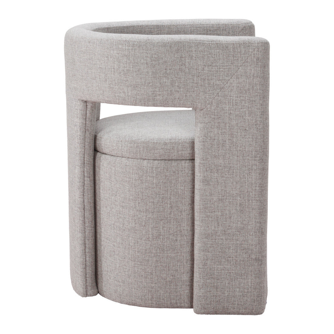 Gray Upholstery And Wood Open Back Dining Arm Chair