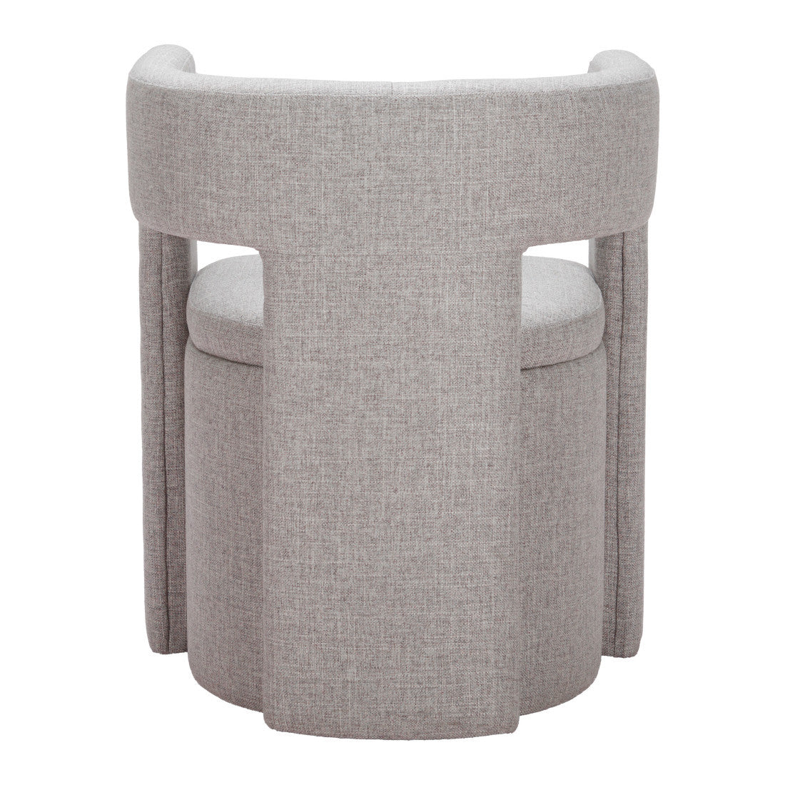 Gray Upholstery And Wood Open Back Dining Arm Chair