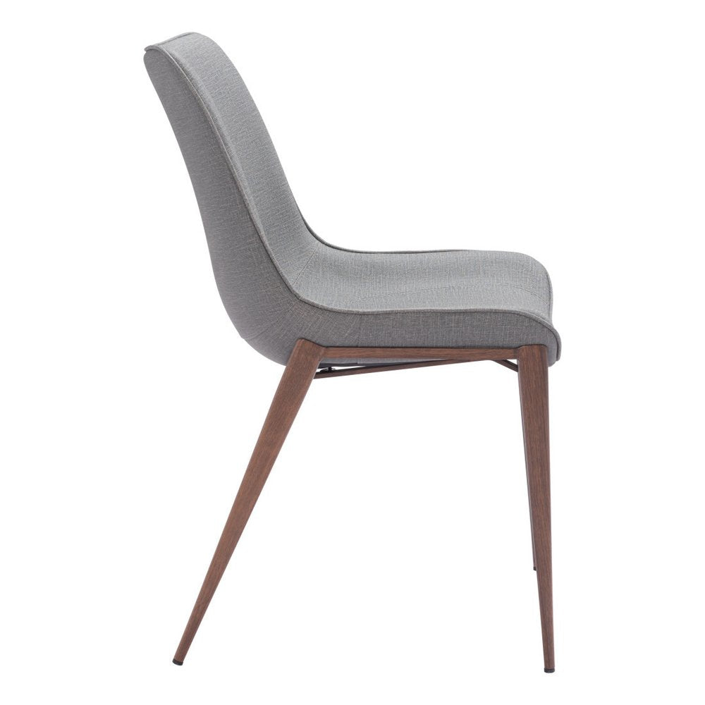 Set of Two Gray and Brown Faux Leather Dining Side Chairs