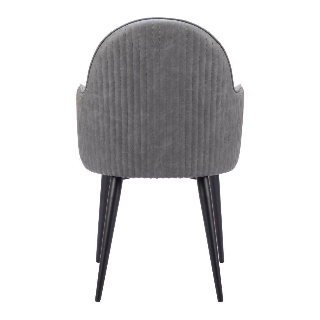 Gray And Black Faux Leather And Steel Dining Arm Chair