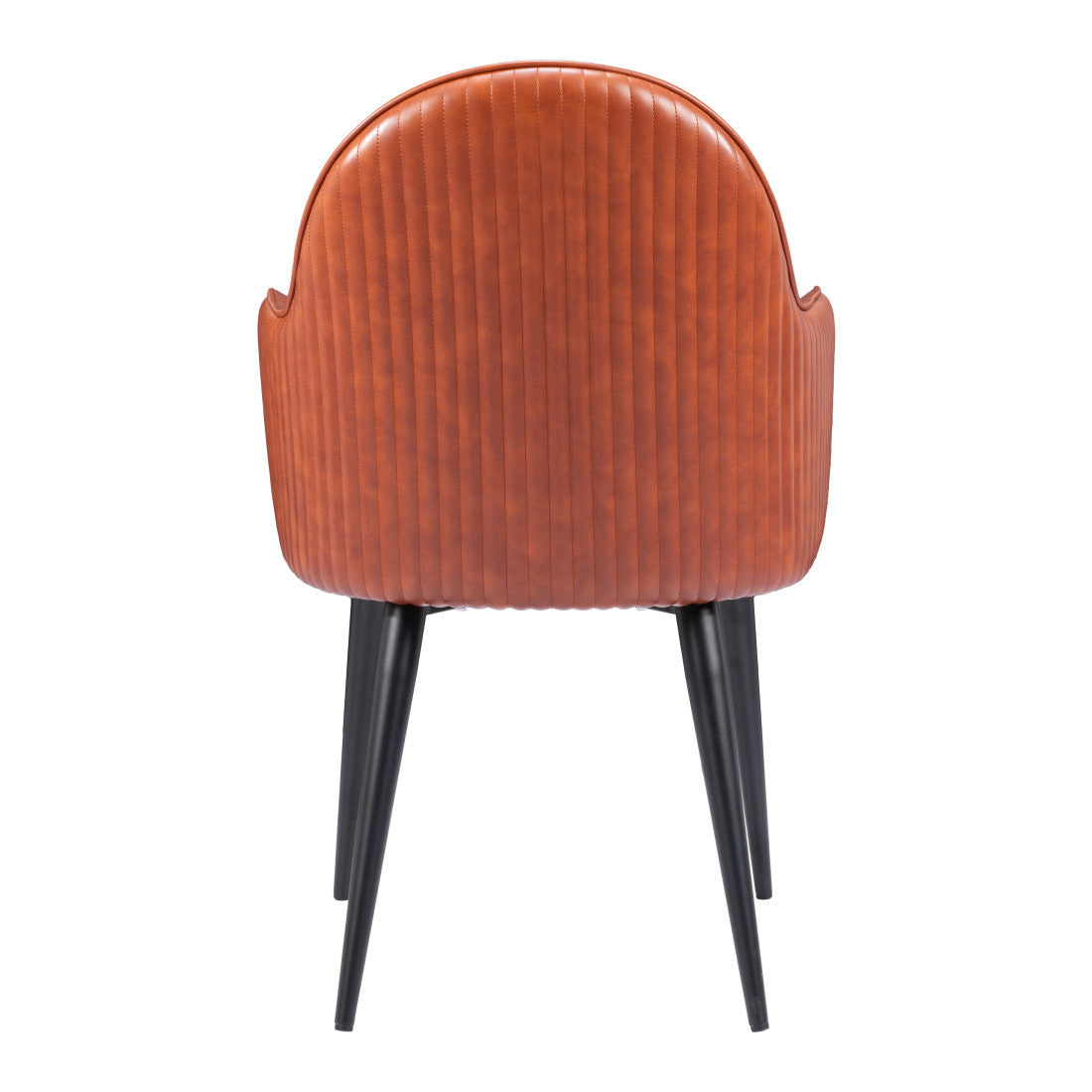 Brown And Black Faux Leather And Steel Dining Arm Chair