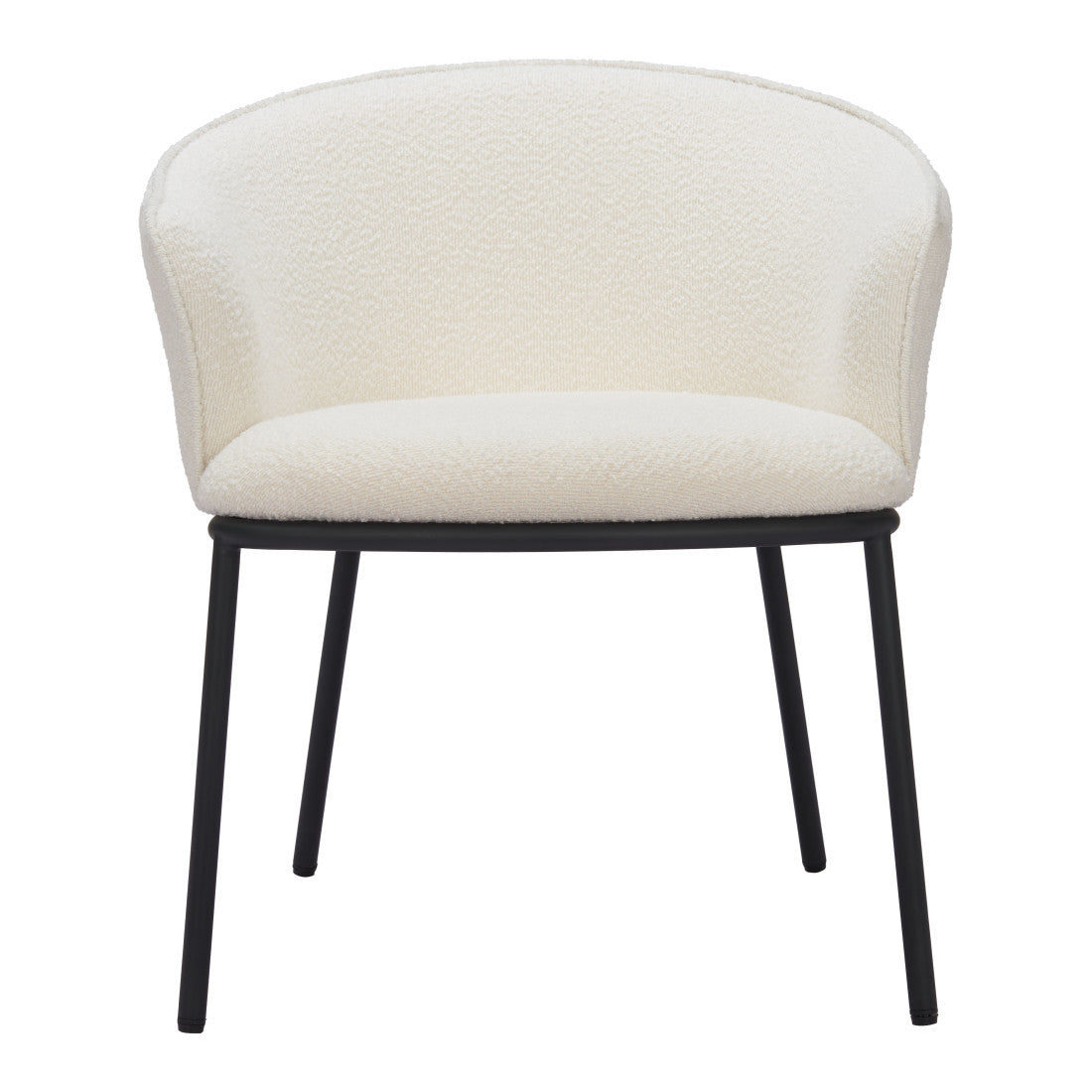 Ivory And Black Faux Shearling And Wood And Steel Dining Arm Chair