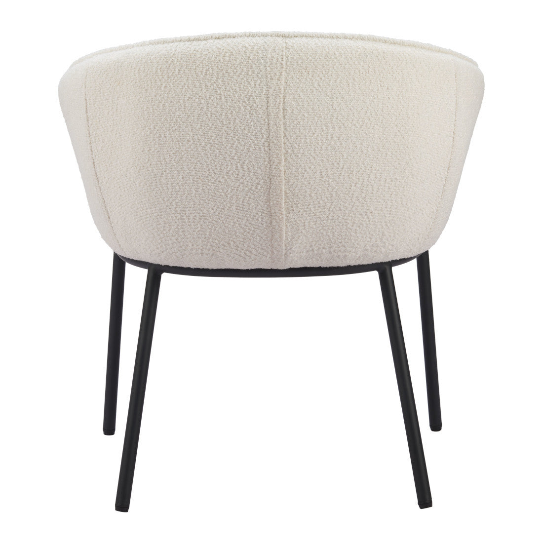 Ivory And Black Faux Shearling And Wood And Steel Dining Arm Chair