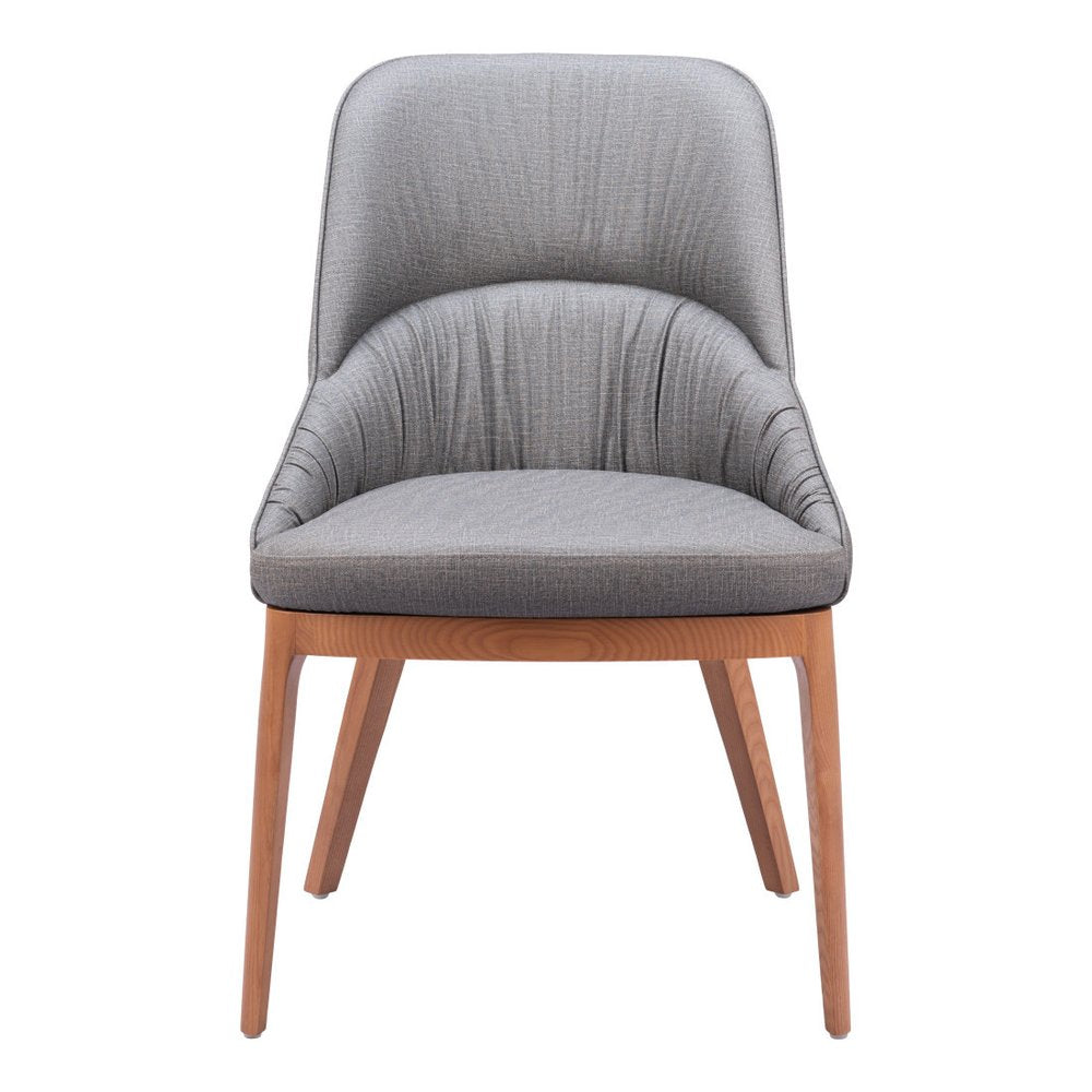 Set of Two Gray and Brown Faux Leather Dining Side Chairs