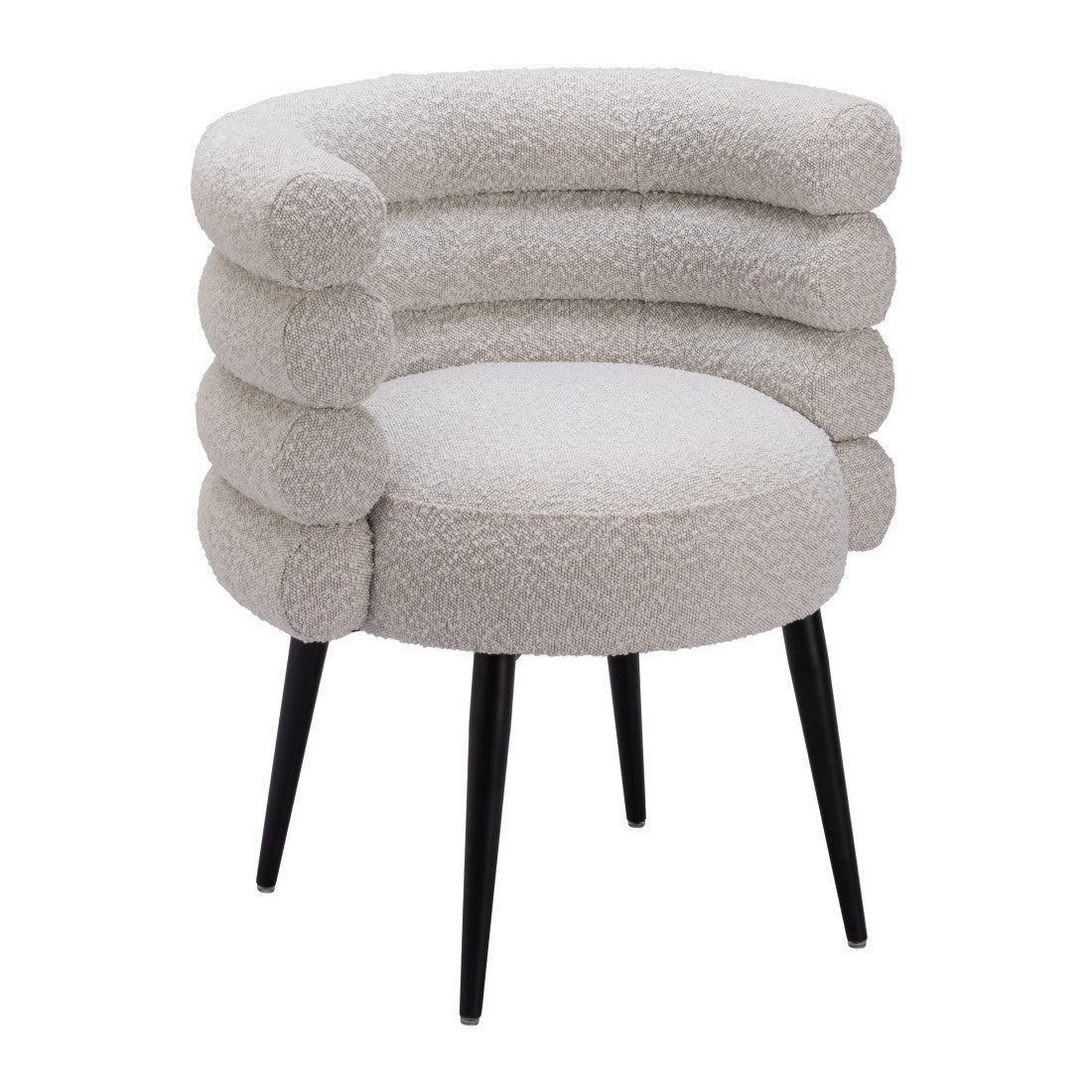 Gray And Black Faux Shearling And Wood And Steel Dining Arm Chair