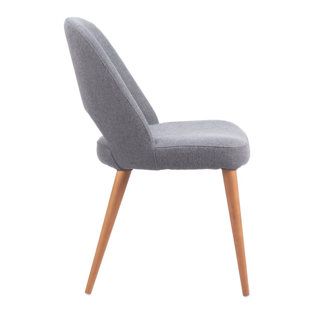 Set of Two Gray and Brown Upholstery Dining Side Chairs