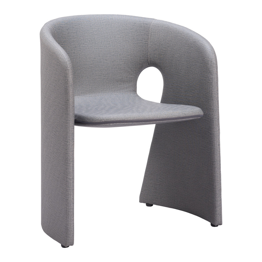 Slate Gray Fabric And Steel Partially Open Back Dining Arm Chair