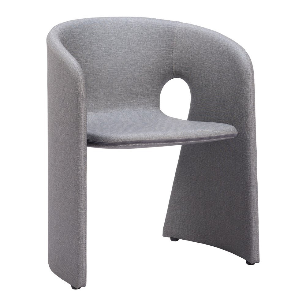 Gray Faux Leather Dining Arm Chair