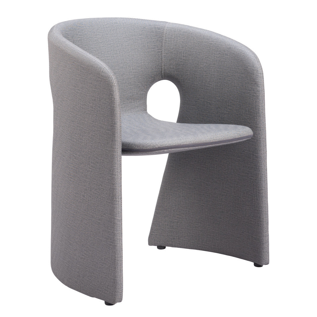 Slate Gray Fabric And Steel Partially Open Back Dining Arm Chair