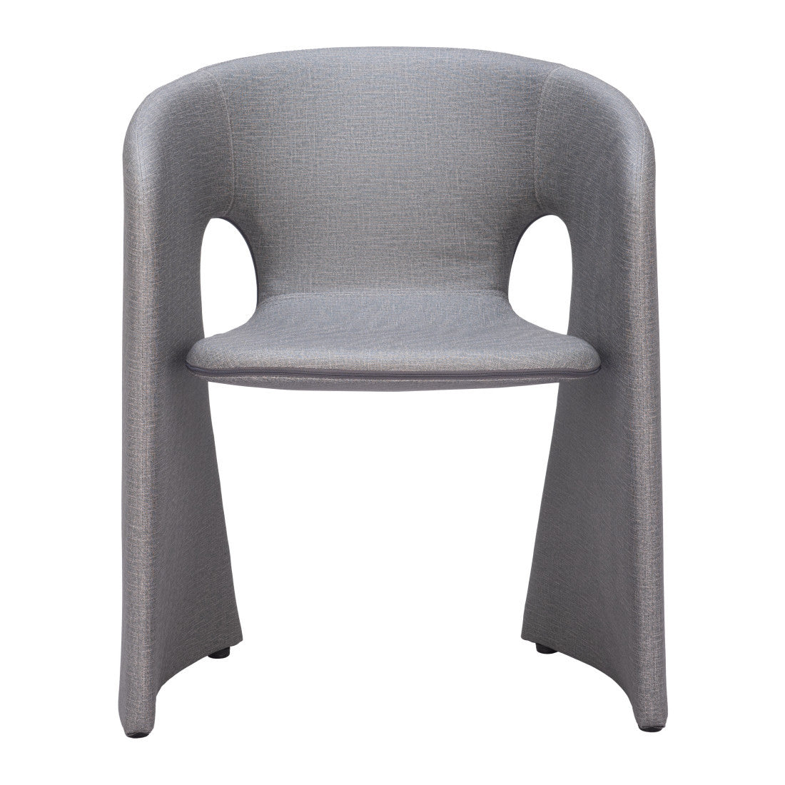 Slate Gray Fabric And Steel Partially Open Back Dining Arm Chair