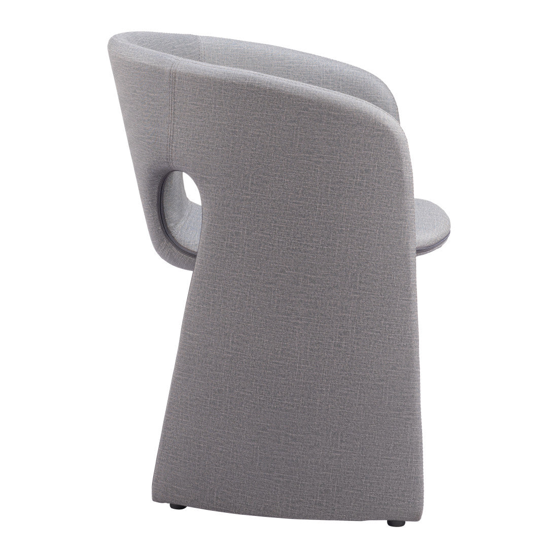 Slate Gray Fabric And Steel Partially Open Back Dining Arm Chair