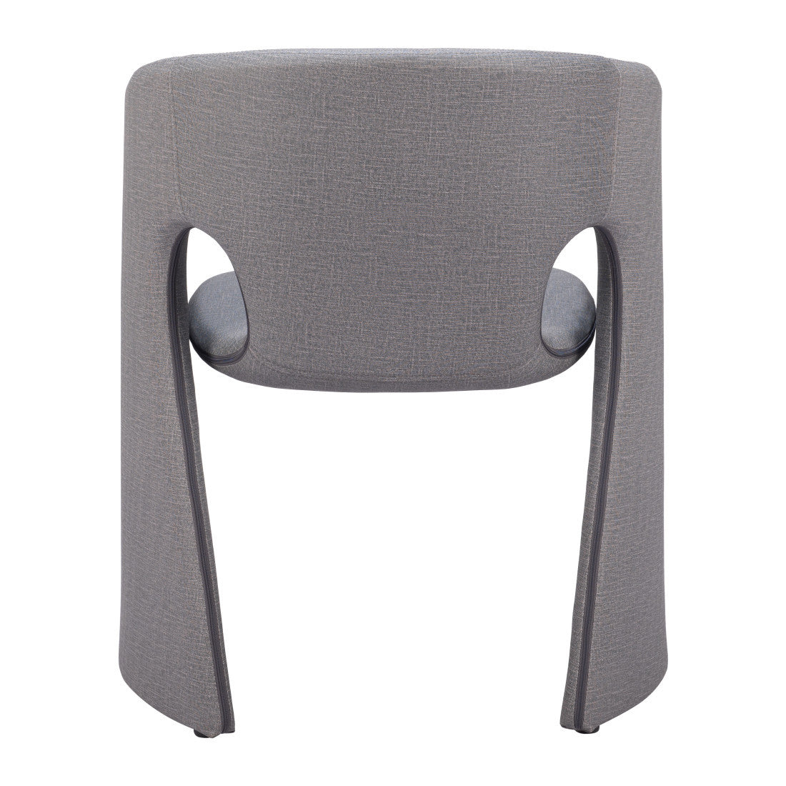 Slate Gray Fabric And Steel Partially Open Back Dining Arm Chair