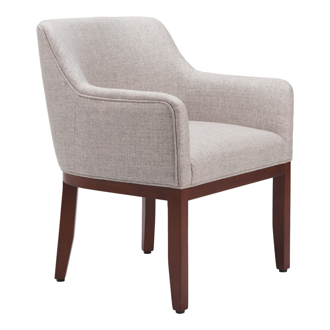 Gray And Brown Upholstery And Wood Dining Arm Chair