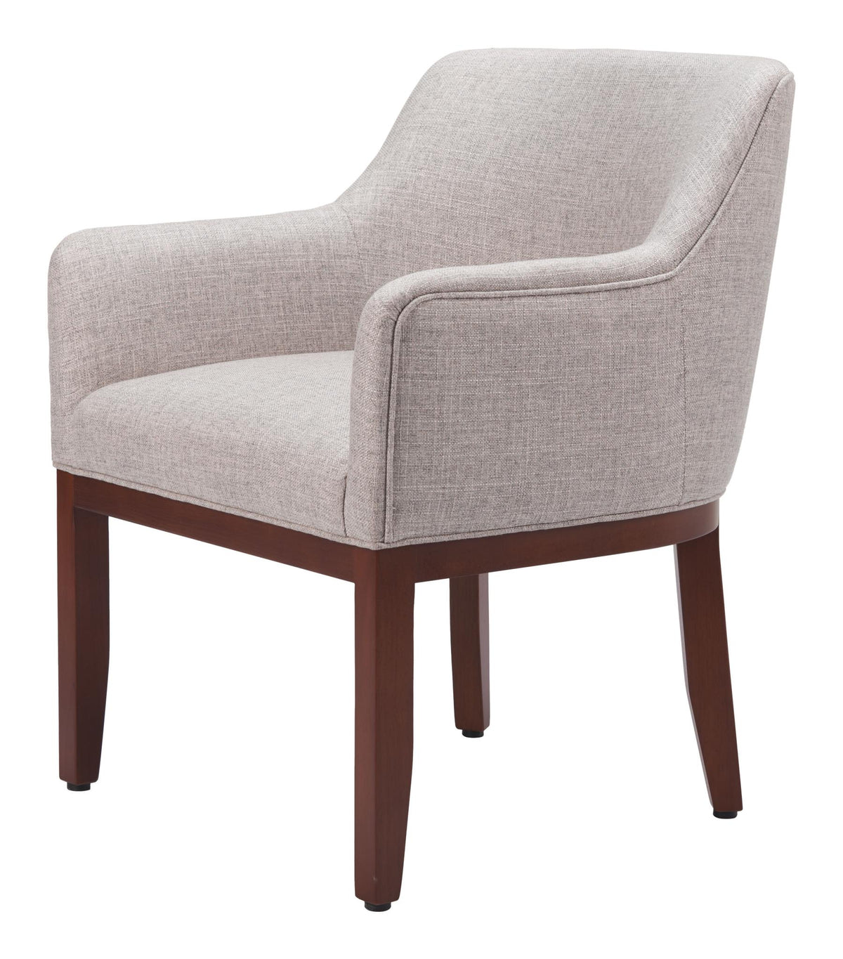 Gray And Brown Upholstery And Wood Dining Arm Chair