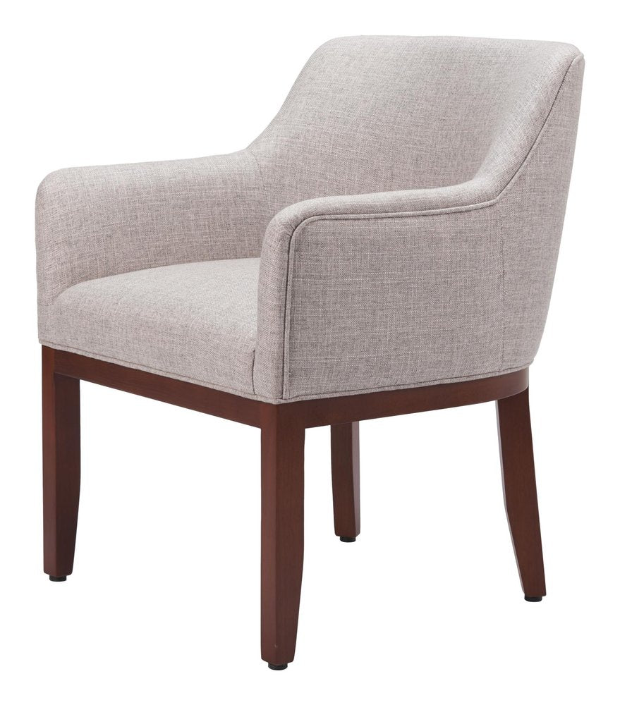 Gray and Brown Upholstery Dining Arm Chair