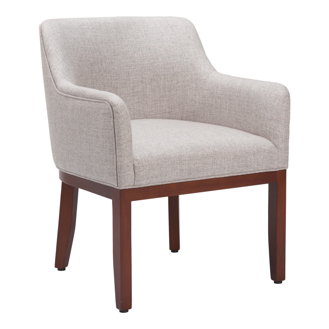 Gray And Brown Upholstery And Wood Dining Arm Chair