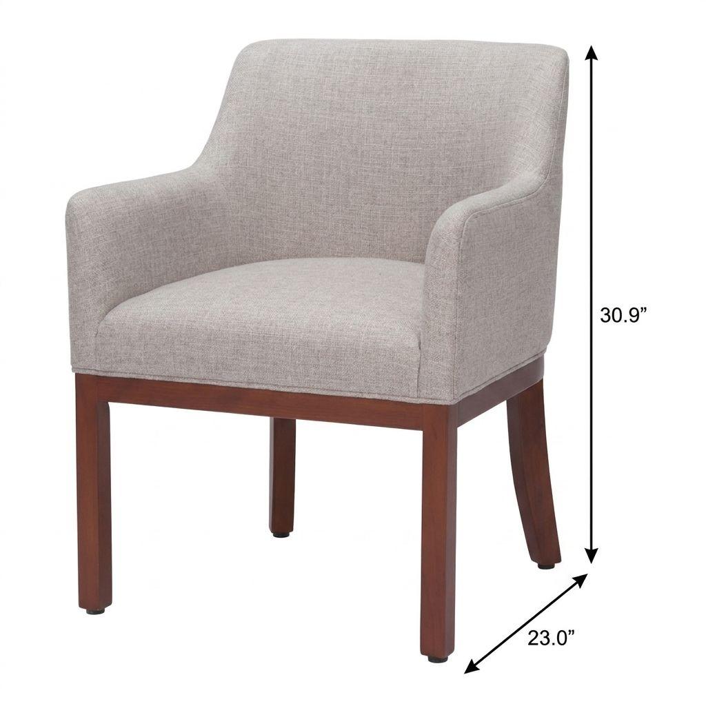 Gray And Brown Upholstery And Wood Dining Arm Chair
