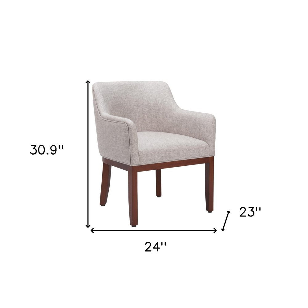 Gray and Brown Upholstery Dining Arm Chair
