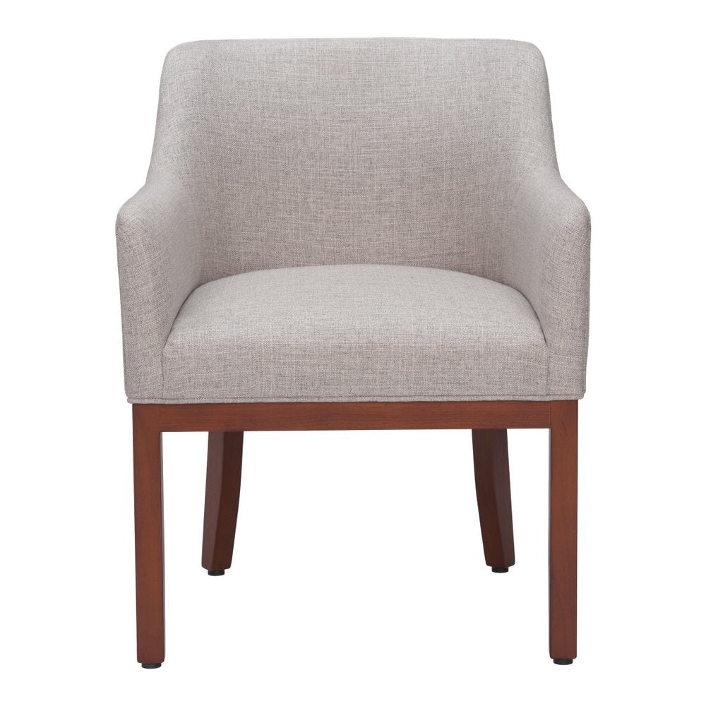 Gray and Brown Upholstery Dining Arm Chair
