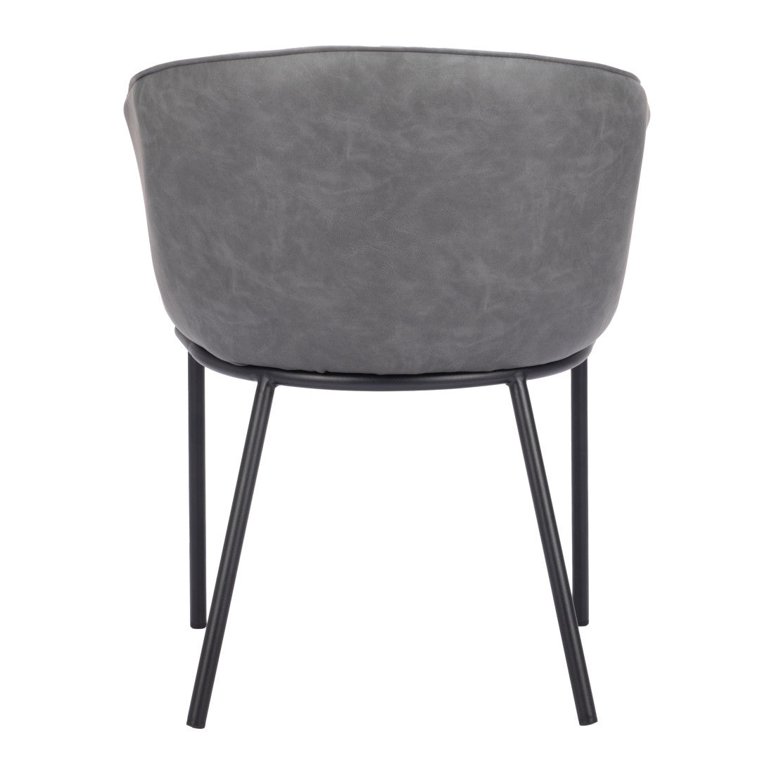 Gray And Black Faux Leather And Steel Dining Arm Chair