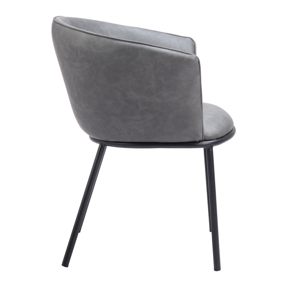 Gray And Black Faux Leather And Steel Dining Arm Chair