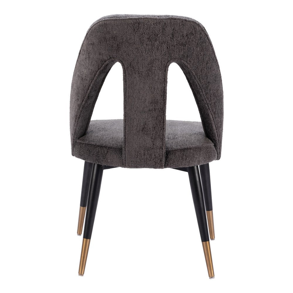 Gray Black and Gold Faux Fur Open Back Dining Side Chair