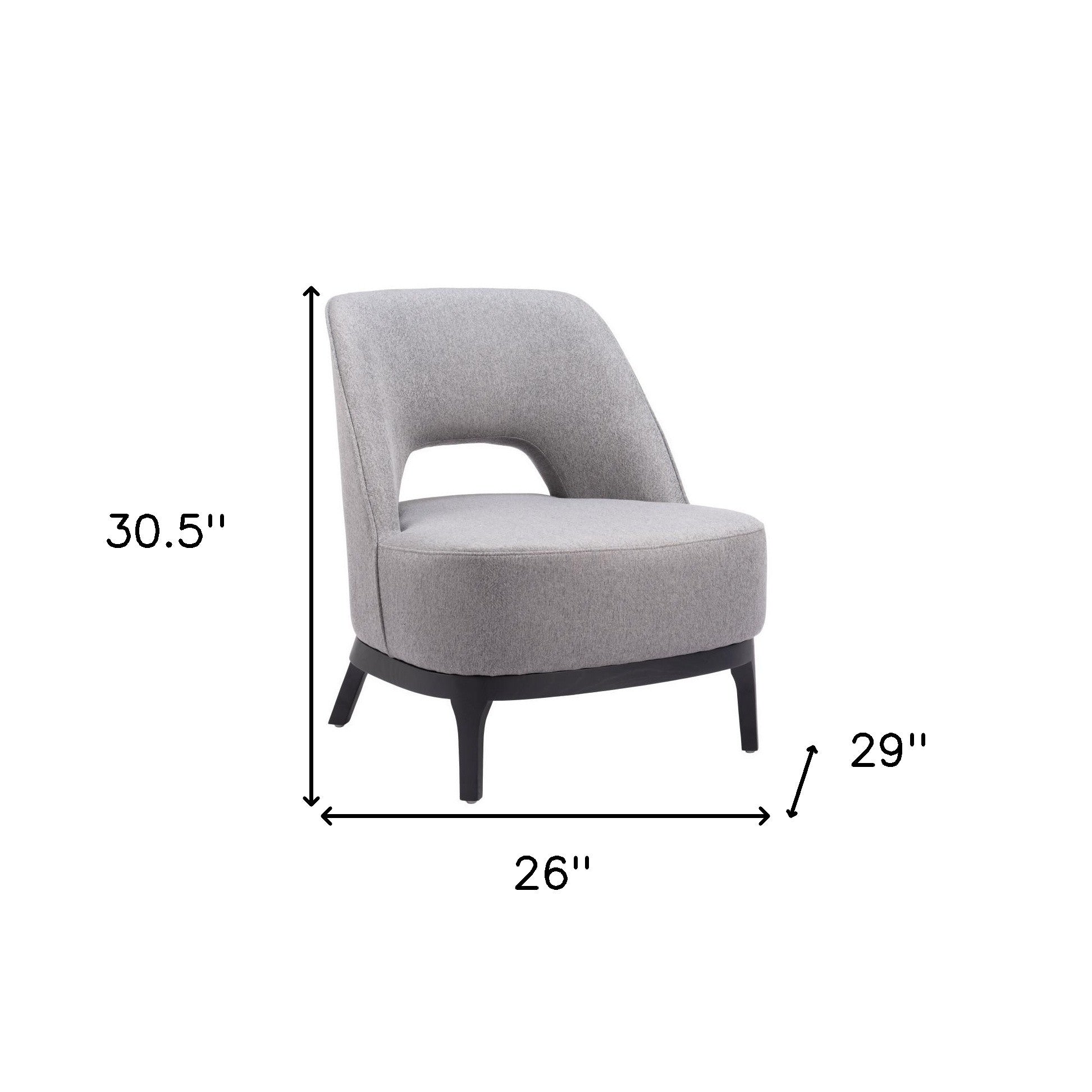 26" Gray And Black Upholstered Lounge Chair