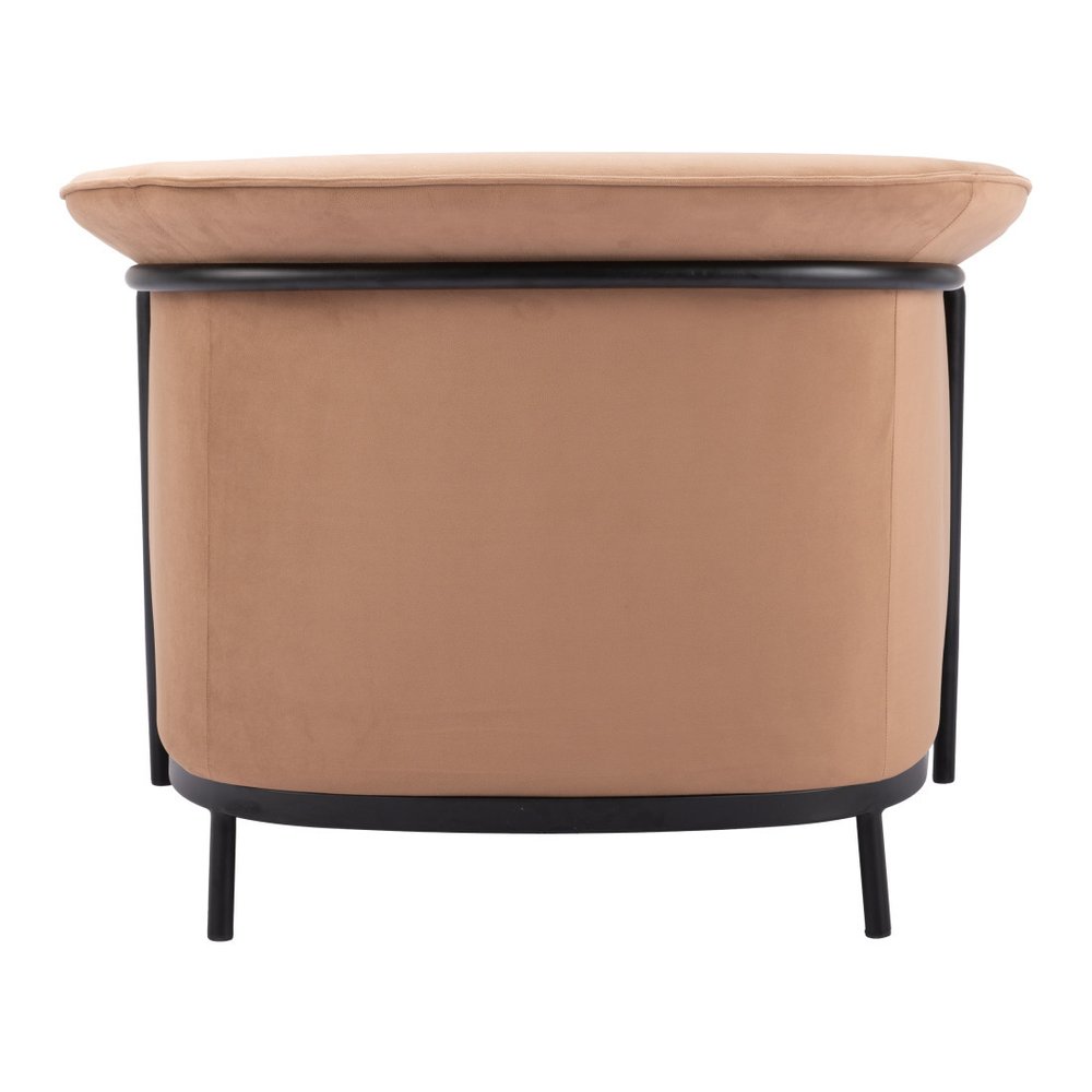 35" Tan And Black Upholstered Arm Chair