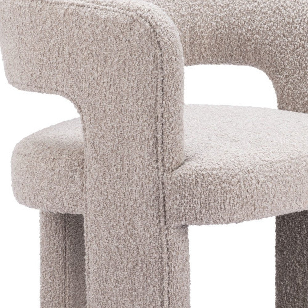 27" Beige Faux Shearling And Upholstered Arm Chair