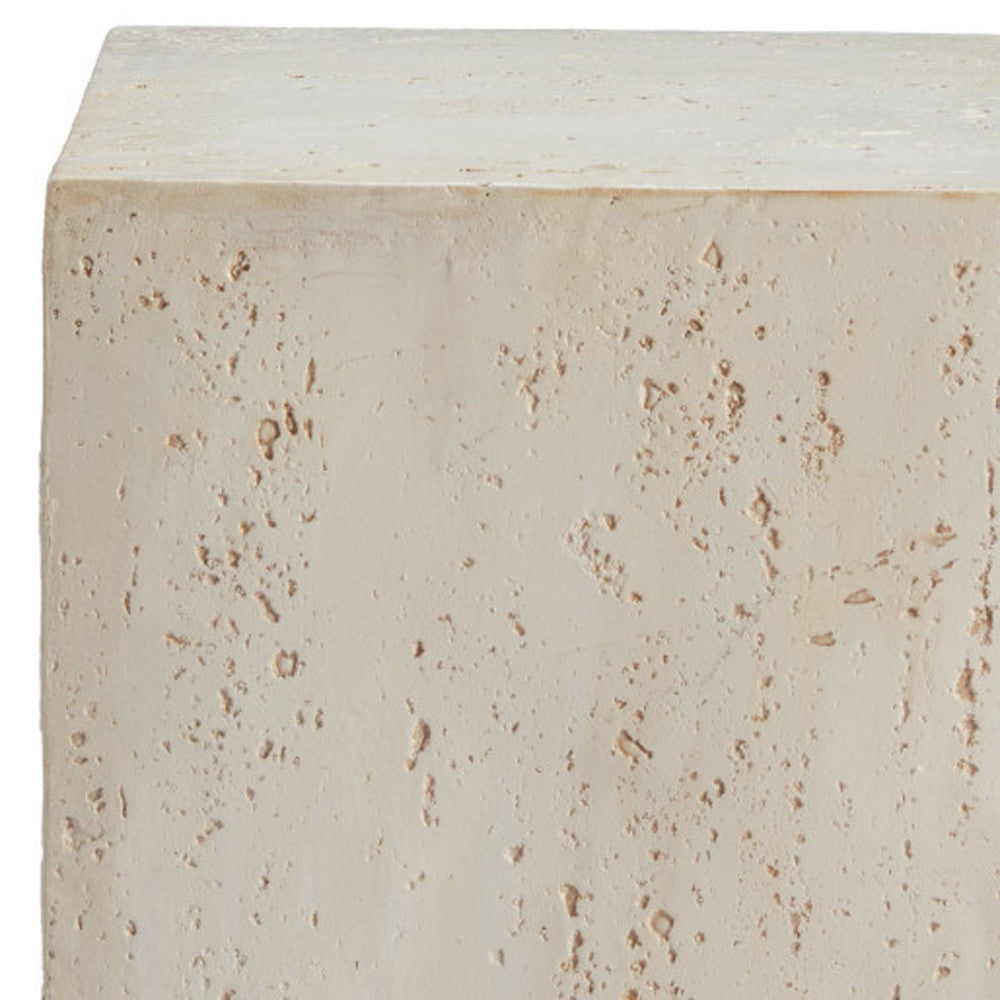 20" Beige Faux Stone Square End Table