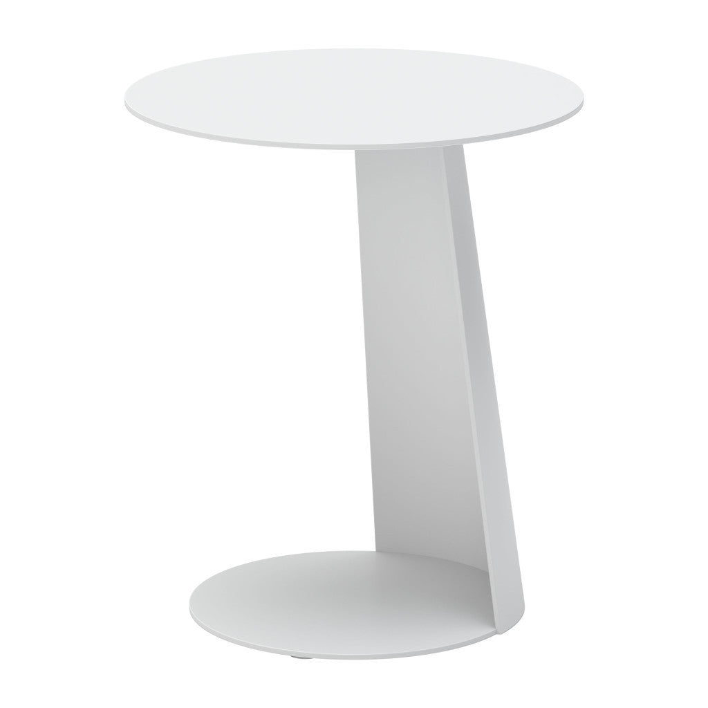 16" White Aluminum Rounded Outdoor Side Table