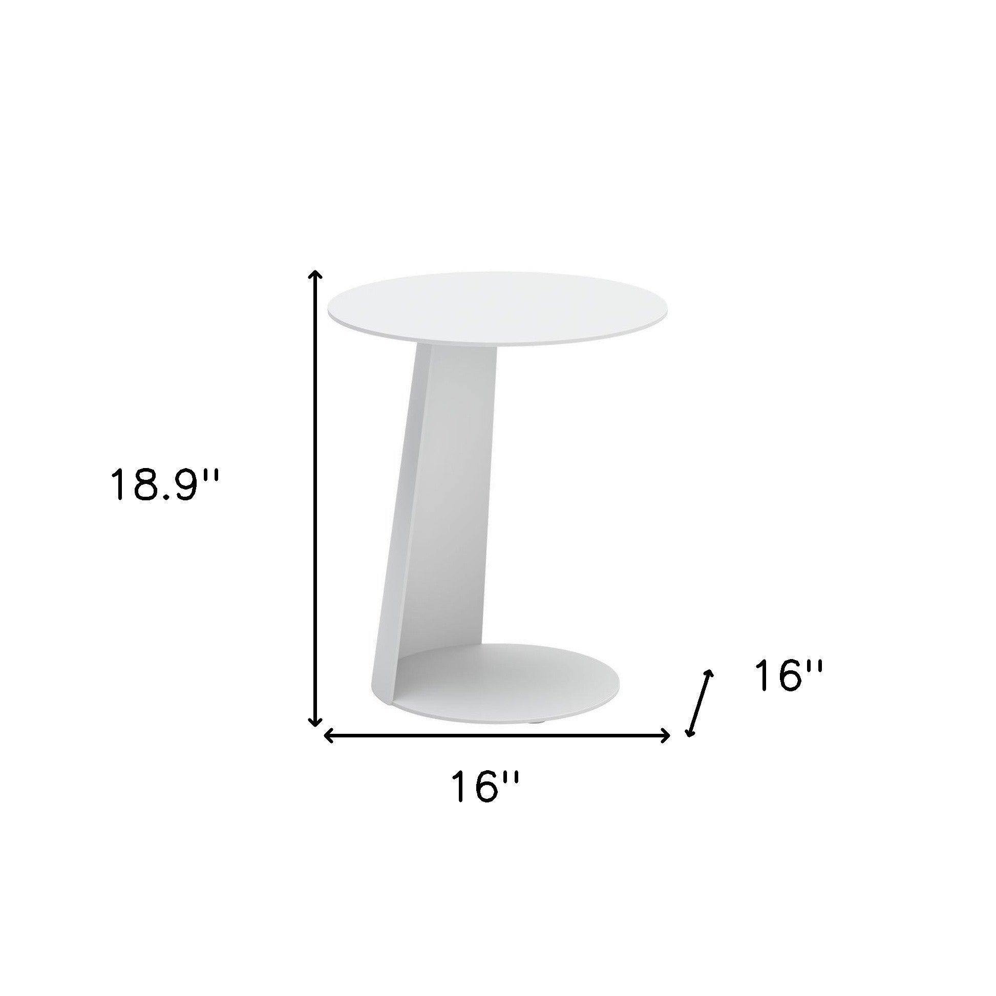 16" White Aluminum Rounded Outdoor Side Table