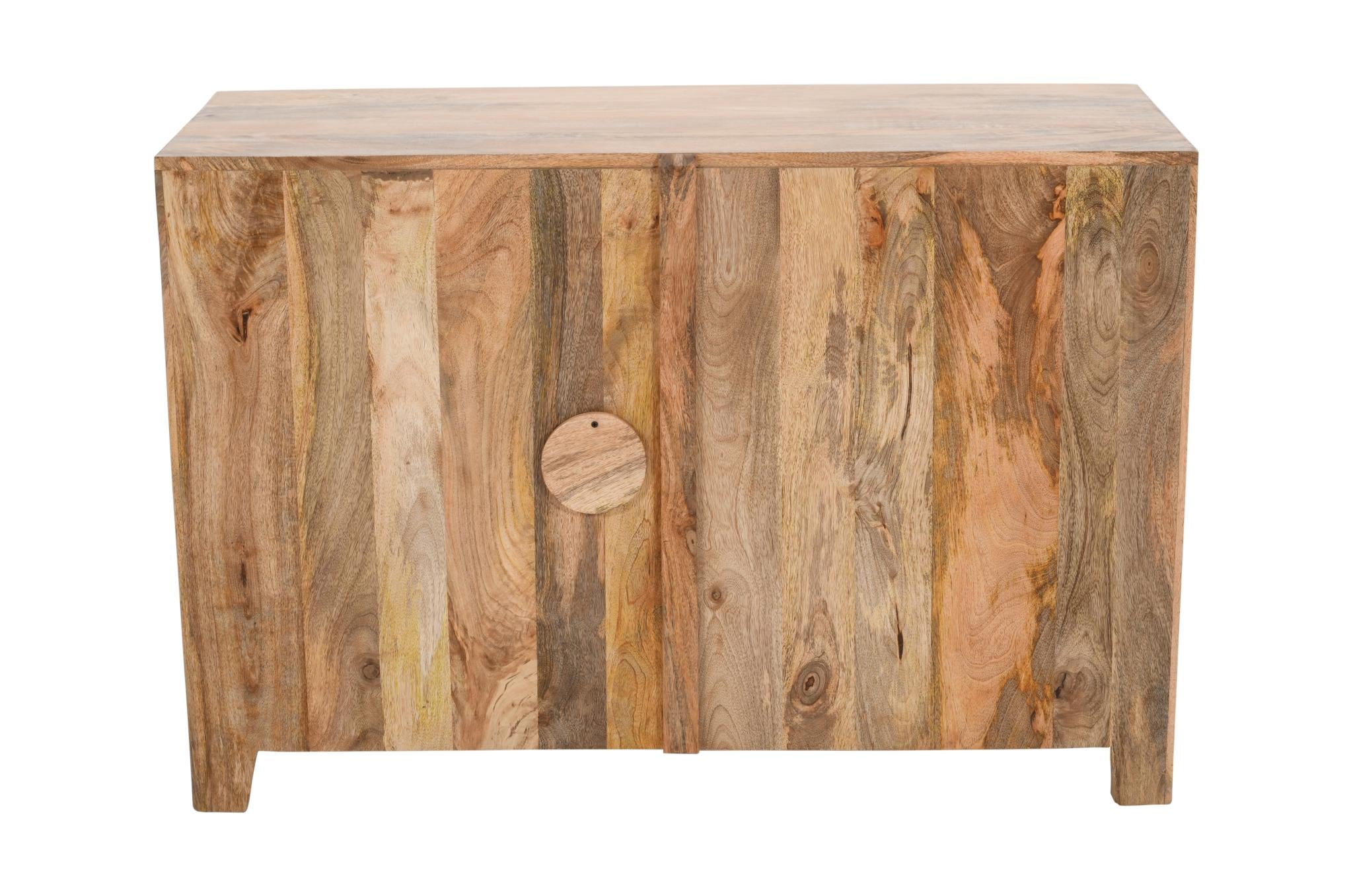 30" Natural Solid Wood Textured Door Accent Cabinet With Two Doors