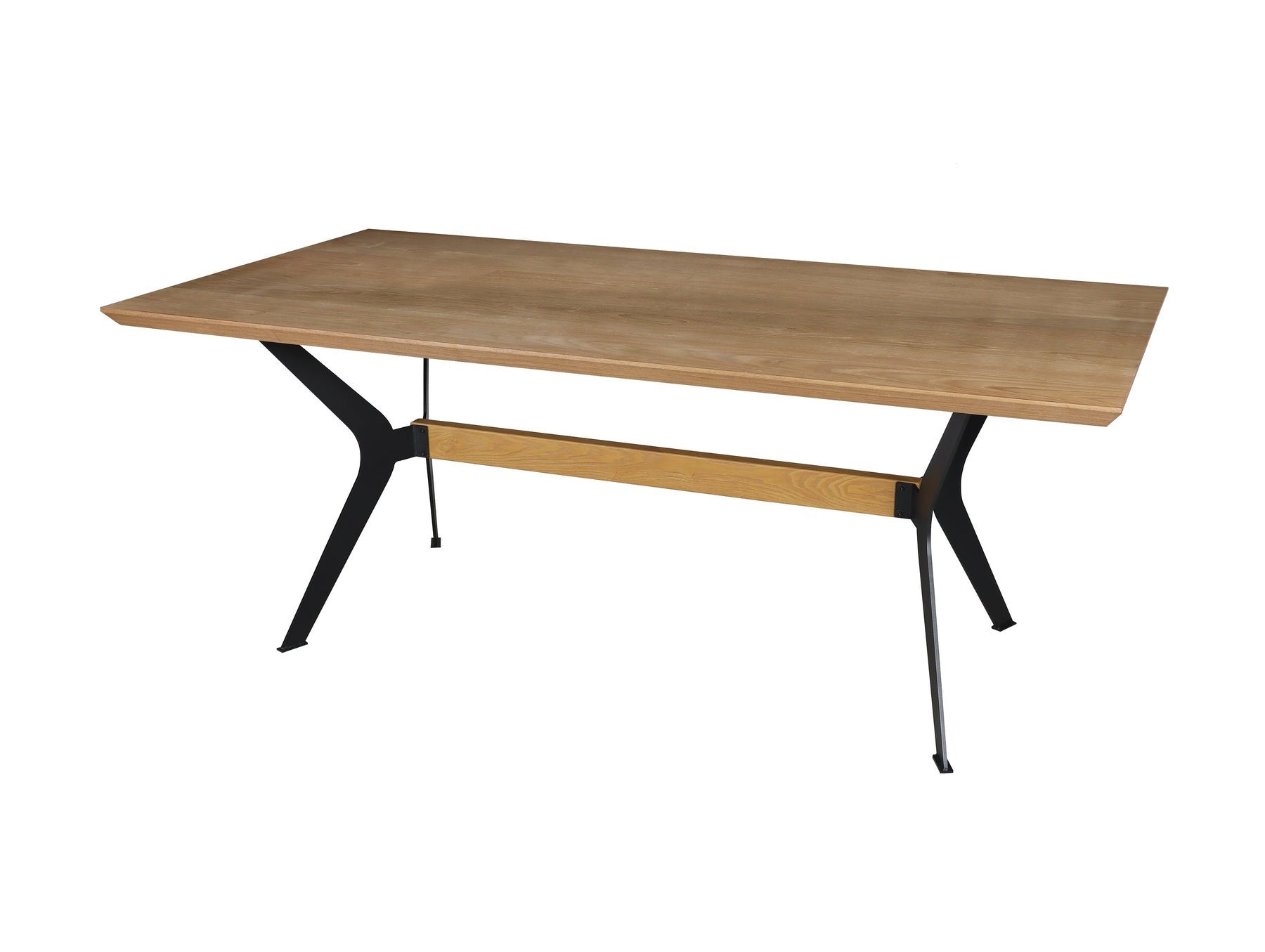 79" Brown and Red Wood and Metal Trestle Base Dining Table