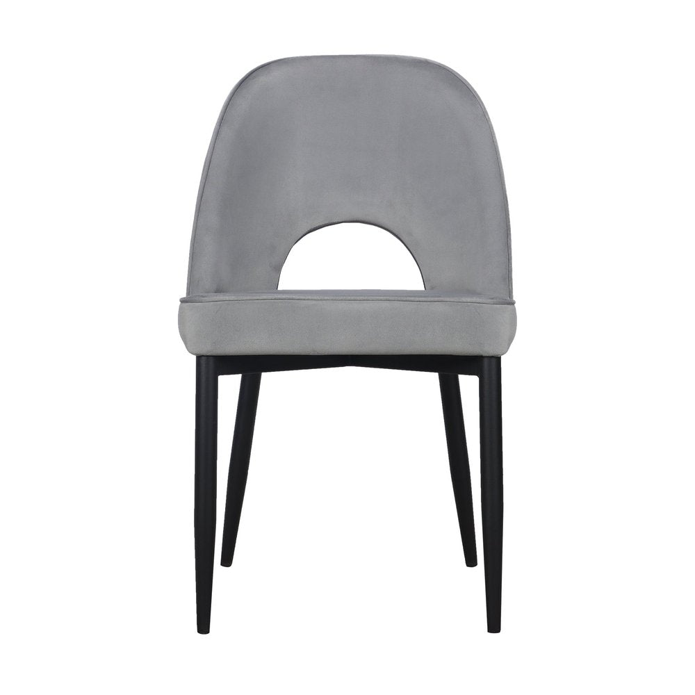 Set of Two Gray Slipcovered Velvet Dining Side Chairs