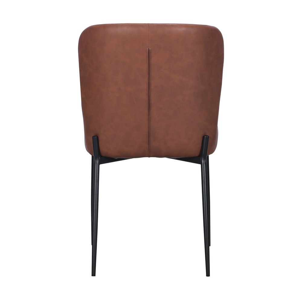 Set of Two Brown Slipcovered Faux Leather Dining Side Chairs
