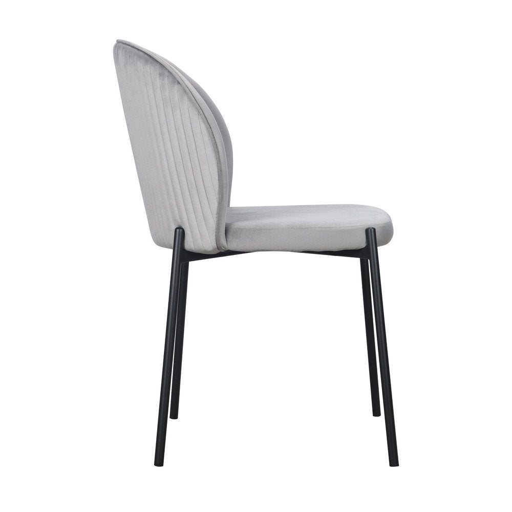 Set of Two Gray Velvet Dining Side Chairs