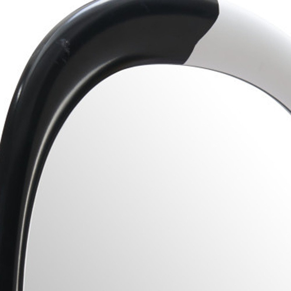 31" Black And White Steel Oval Geometric Framed Accent Mirror