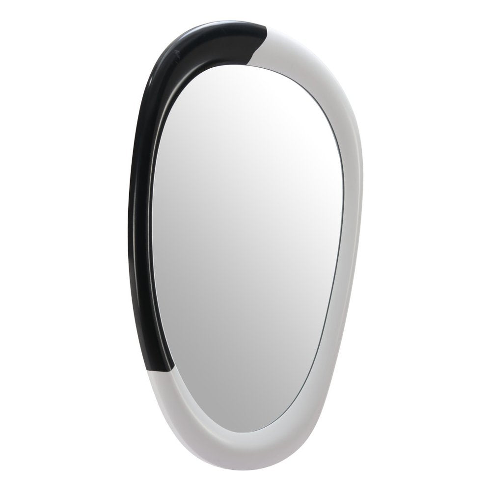 31" Black And White Steel Oval Geometric Framed Accent Mirror