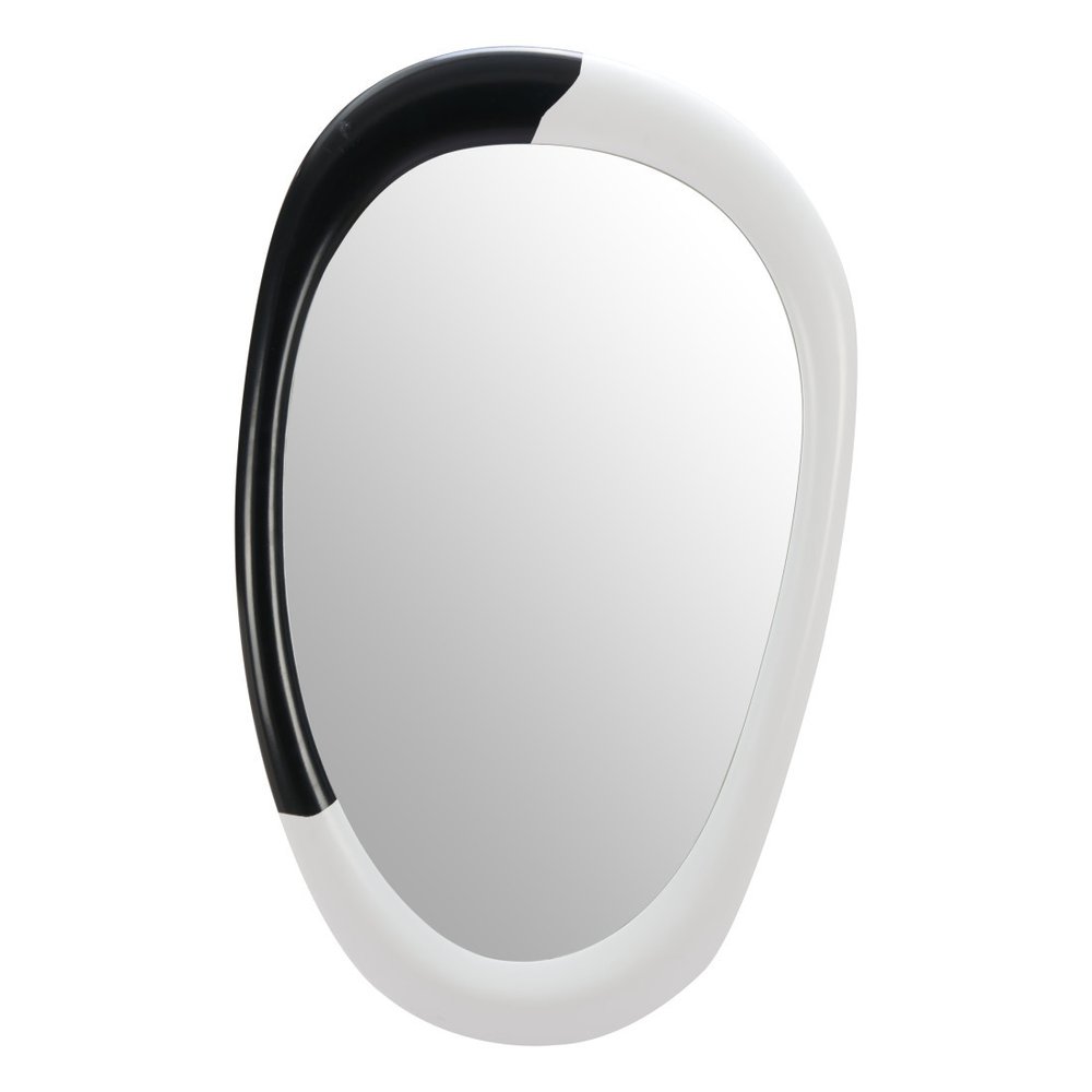 31" Black And White Steel Oval Geometric Framed Accent Mirror